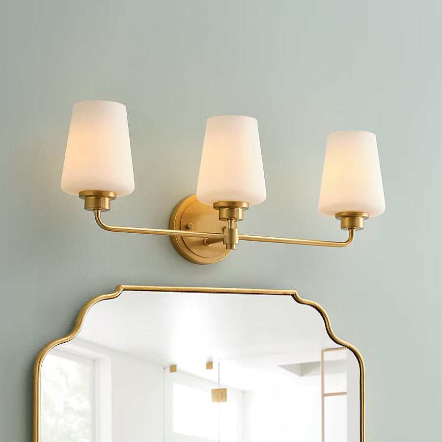 allen + roth Goldson 22.5-in 3 -Light Brushed Gold Transitional Vanity light bar