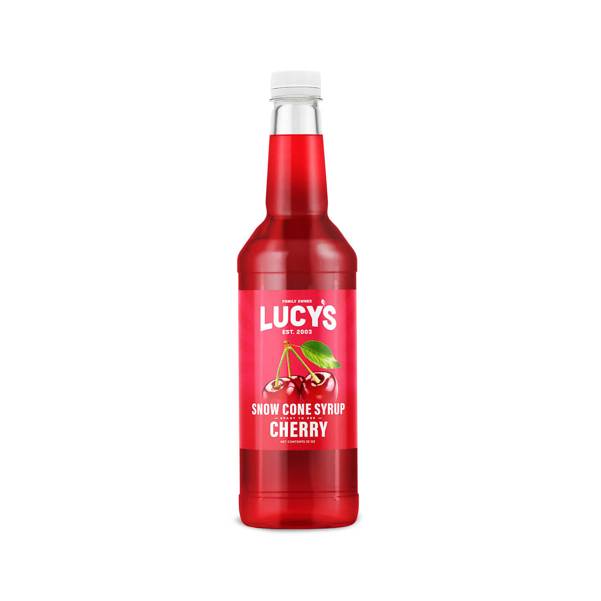 Lucy Cherry Snow Cone Syrup 32 oz. Bottle
