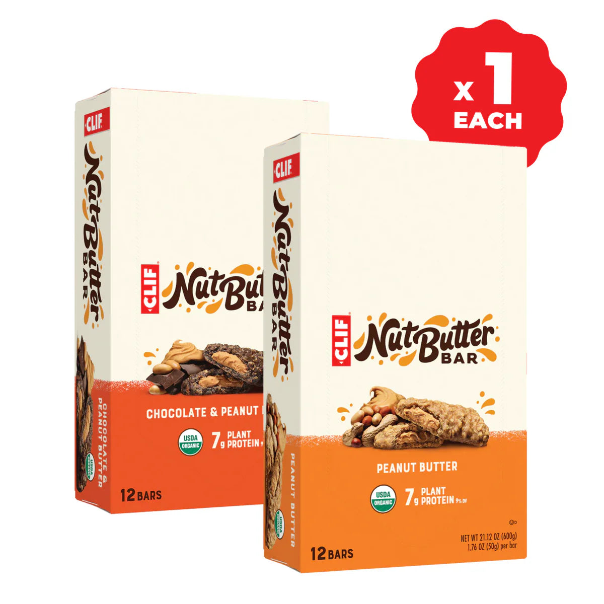 Nut Butter Bar Chocolate & Peanut Butter + Peanut Butter Variety Pack, 24 Bars