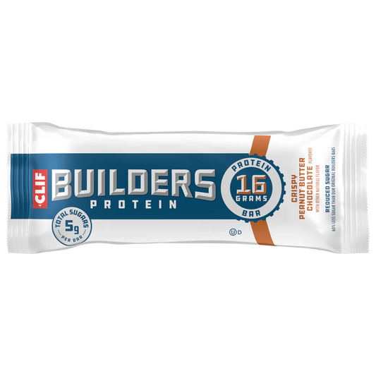 CLIF BUILDERS Crispy Peanut Butter Chocolate Flavored Protein Bar, Reduced Sugar