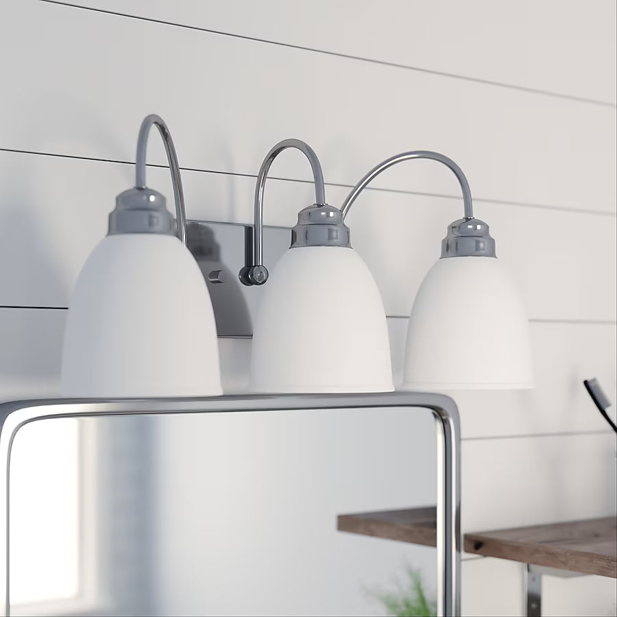 Project Source Wynfield 18.86-in 3 -Light Polished Chrome Traditional Vanity light bar