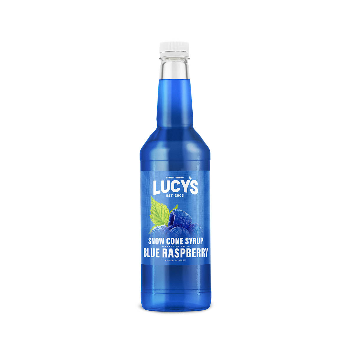 Lucy Blue Raspberry Snow Cone Syrup 32 oz. Bottle
