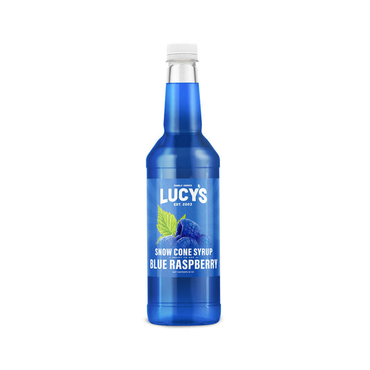 Lucy Blue Raspberry Snow Cone Syrup 32 oz. Bottle