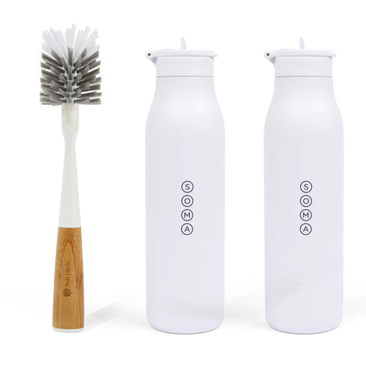 3-Piece Stainless Steel Bottle and Brush Set