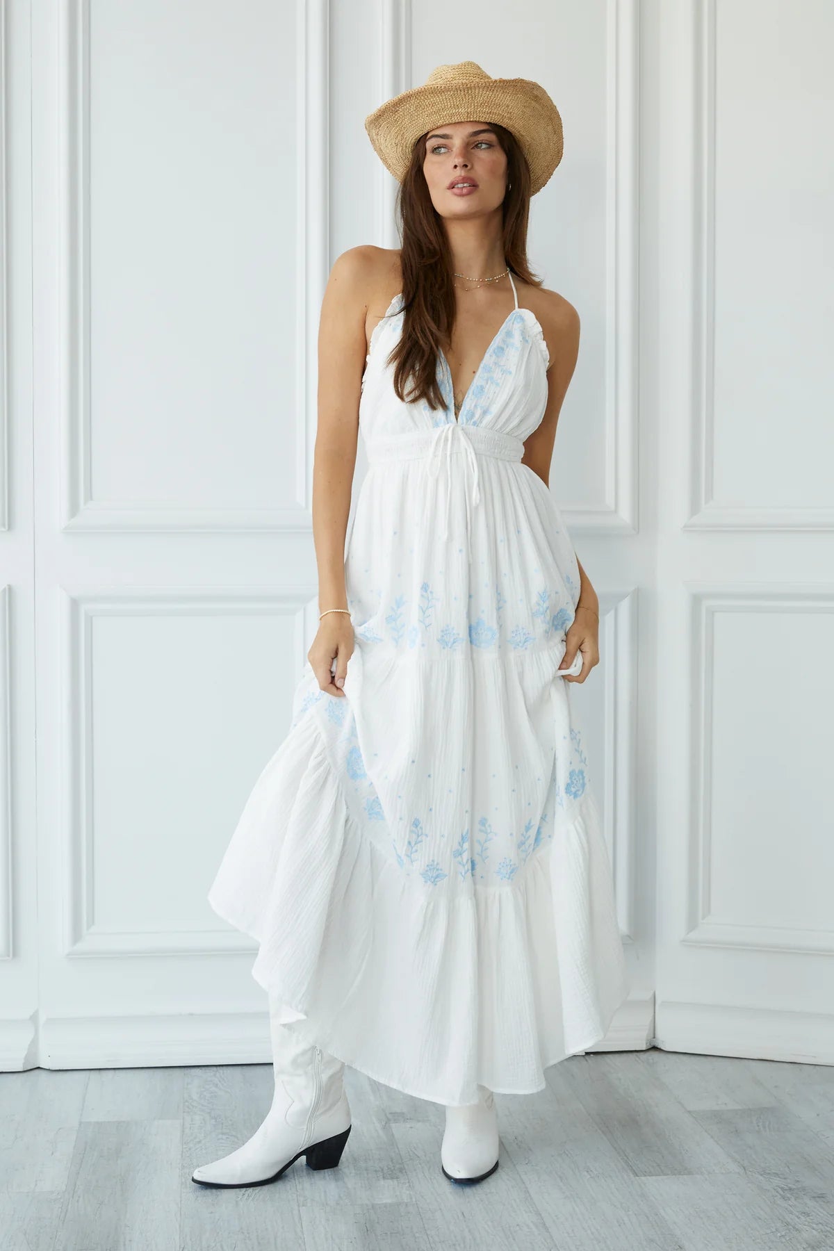 Milo Embroidered Midi Dress