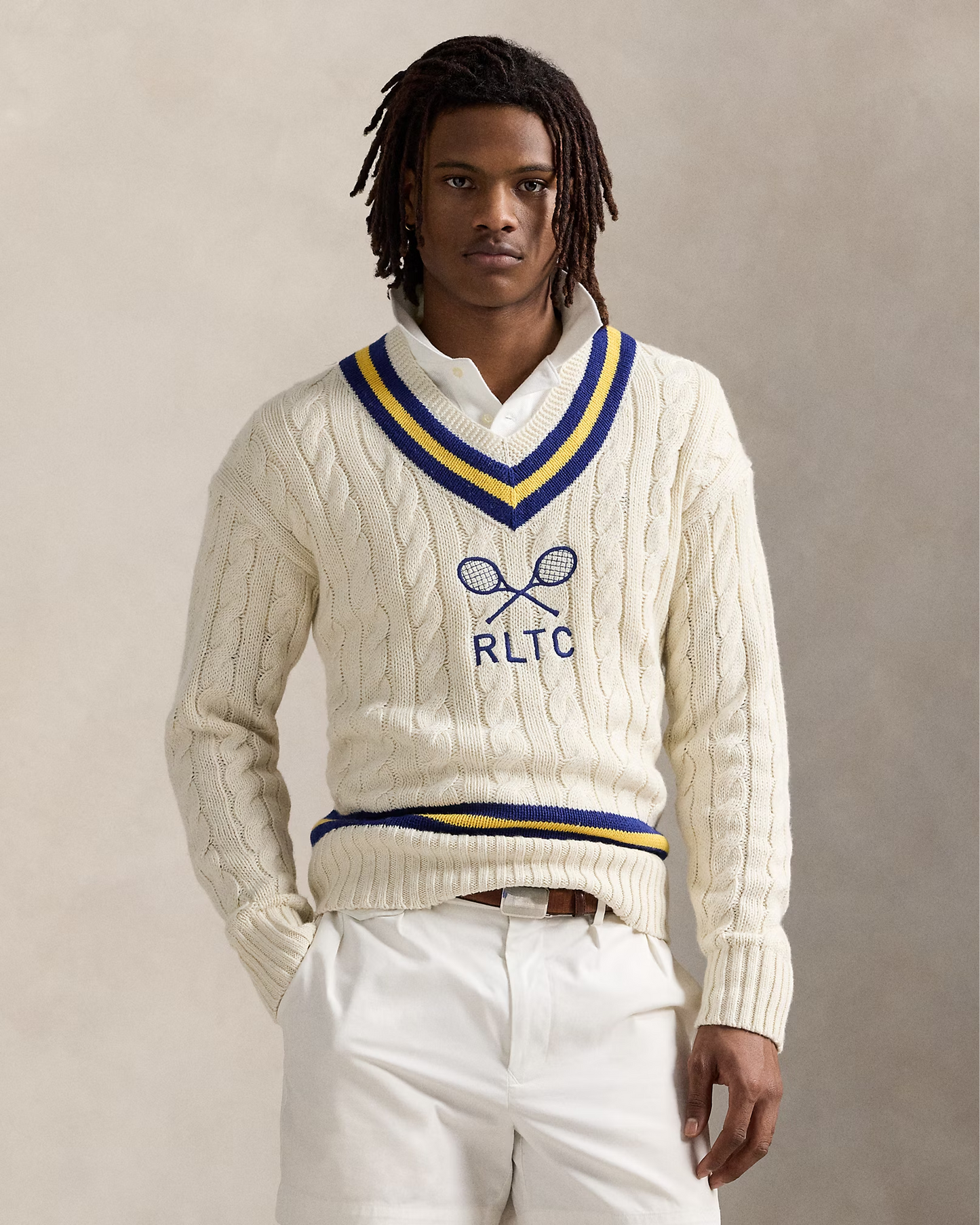 Embroidered Cotton-Blend Cricket Jumper